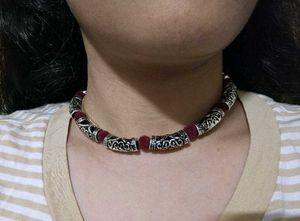 Boho Silver & Red Necklace