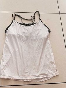 S White & Black Cami Top with bra (Gap)