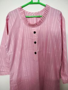 Pure Cotton Pink Straight Kurta/ Kurti ,brand New