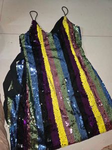 Sequin Stripe Mini Dress