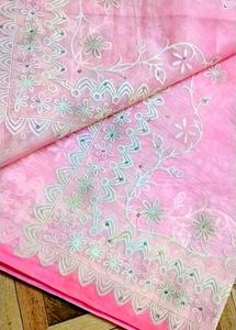 Pink Embroidered Saree
