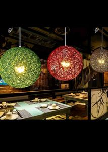 Pack of 1 Woven Rattan Ball Globe Ceiling  Lamp