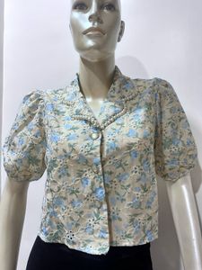 Floral Pearl Button Top