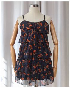 Tiered Cherry Print top