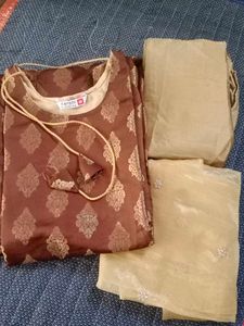 Elegant Brown &amp; Gold Salwar Suit