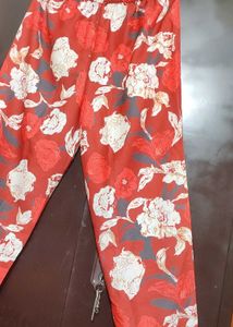 Rust Color Floral Printed Co-Ords Set For 40 Bust