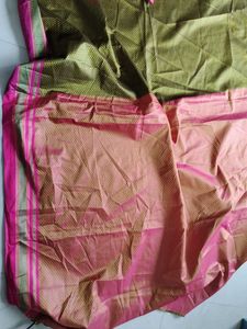 Khan Silk Blend Saree With Attached Blouse Psc