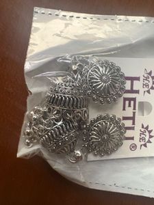 Oxidized Silver Jhumka Earrings