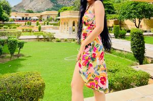 Slit Floral Dress.!