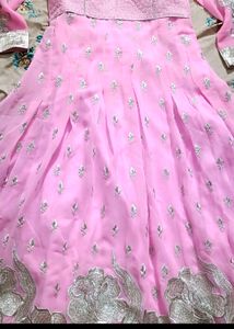 Pink Floral Embroidered Fabric