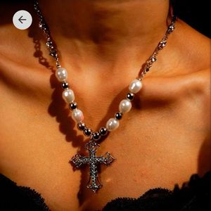 PRICE DROP Y2k Pinterest Rhinestone Cross Necklace
