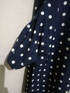 Navy Blue White Polka Dress