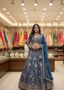 Elegant Peacock blue lehnga choli with Dupatta