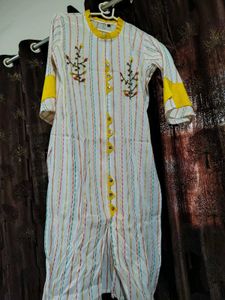 Striped Embroidered Kurti