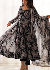 Black &amp; Pink Anarkali Kurta Set