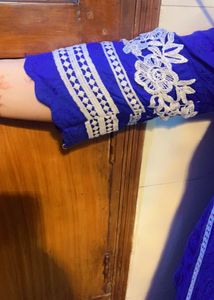 Blue Pakistani Suit With Shalwar And Dupatta
