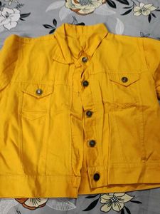 Yellow Cropped Denim Jacket