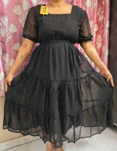 Black Fit And Flair Midi Dress