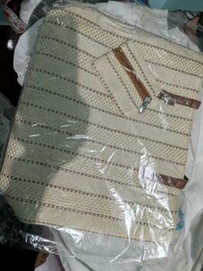 Woven Stripe Tote Bag with Pouch