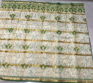 Elegant Green &amp; Gold Saree - New