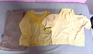 Combo of cargo pant, kurti and crop top
