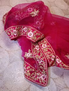 Cherry Pink Heavy Handworked Lahenga