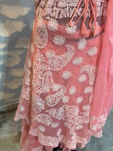 Baby Pink Chikenkari Embroidered Kurta Set
