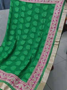 Green Embroidered Saree