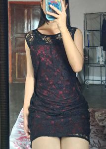 Lace Overlay Mini Dress