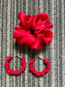 Scrunchie Ribbon And Earrings Set