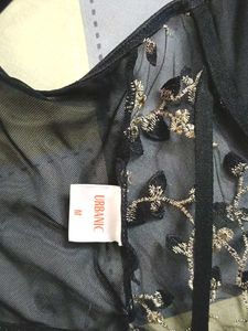 Embroidered Black Blouse | Party Top