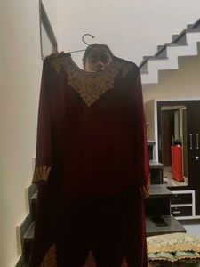 Elegant Maroon Embroidered Saree