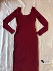 Forever21 Maroon Red Ribbed Midi Bodycon Dress