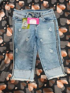 Distressed Denim Capris