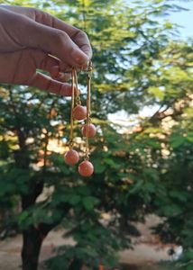 Peach Orb Drop Earrings