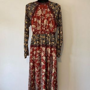 Free People Tilda Maxo Wrap Dress Deep V Neckline