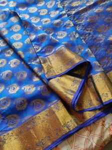 Blue &amp; Gold Silk Saree