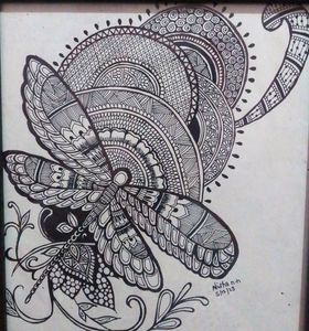 Black Pen Art Work Butterfly