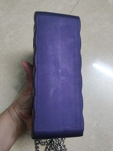 Purple Quilted Jelly Chain Bag...