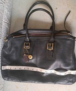 Classic Black Coach Leather Satchel Handbag