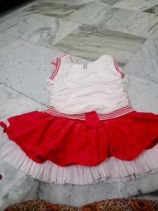 Beautiful White And Red Colors Frock