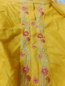Yellow Embroidery Kurti