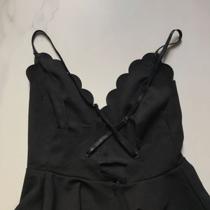 Black Scalloped Peplum Top