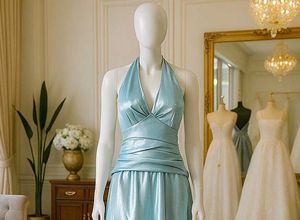 Sale🎉🎊Elegant Blue Halter Gown