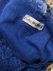 vintage Blue Lace Trim  Top