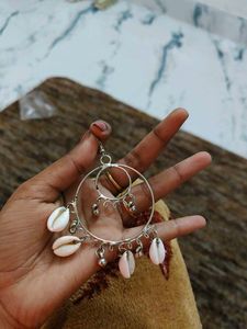 Seashell Charm Hoop Earrings