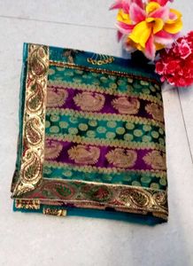 Elegant Teal & Bluish Green Saree