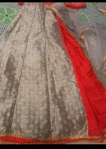 Red &amp; Silver Lehenga Choli Set