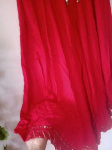 Red Anarkali with shrug