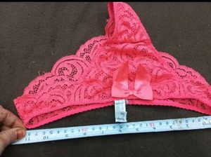 Coral Lace Thong with Bow 💚